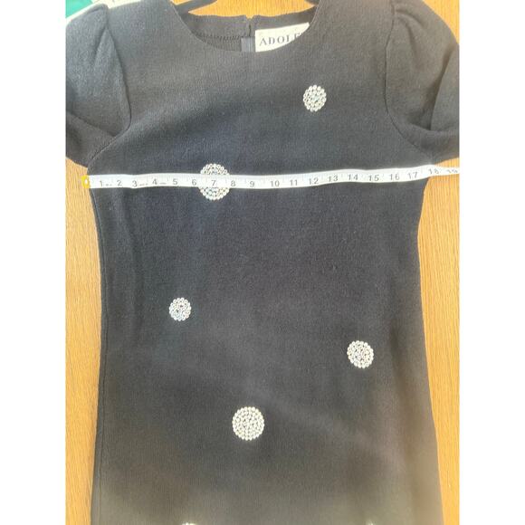 Vintage Adolfo Black Knit with Dress Size M Designer Couture with Rhinestones - Picture 6 of 13